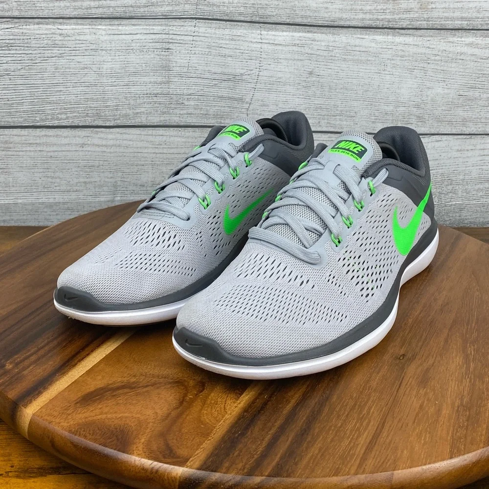 Nike Flex 2016 RN Gray Lime Green Trainer Running Shoe 830369-008 Men’s Size 11